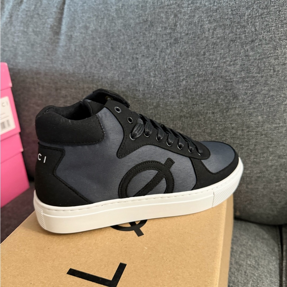 Women's Black and Gray High-Top Sneakers